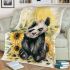 Cute baby panda with sunflowers blanket