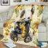 Cute baby panda with sunflowers blanket