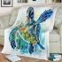 Cute baby turtle in the ocean blanket