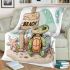 Cute baby turtle with big eyes sitting blanket