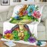 Cute baby turtle with colorful flowers on its shell blanket