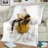 Cute bee sitting on daisy flower blanket