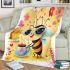 Cute bee with big eyes and coffee blanket