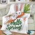 Cute bunny sitting on top of an carrot hello spring blanket