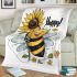 Cute cartoon bee holding a sunflower blanket