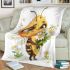 Cute cartoon bee holding flowers blanket