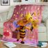 Cute cartoon bee holding flowers and a briefcase blanket