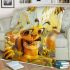 Cute cartoon bee is happily eating honey blanket