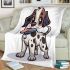 Cute cartoon brown and white puppy with black spots blanket