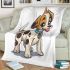 Cute cartoon brown and white puppy with black spots blanket