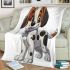 Cute cartoon brown and white puppy with black spots blanket