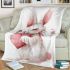 Cute cartoon bunny with a pink bow holding a heart blanket