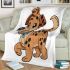 Cute cartoon dog clip art with a simple drawing blanket