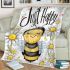 Cute cartoon drawing of a smiling bee doing blanket