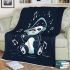 Cute cartoon panda listening to music on headphones blanket