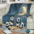 Cute cartoon pandas shooting stars blanket