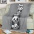 Cute cartoon pandas stacked on top blanket