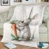 Cute cartoon rabbit holding a carrot blanket