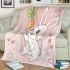 Cute cartoon rabbit with pink ears blanket