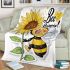 Cute cartoon style bee holding a sunflower blanket