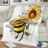 Cute cartoon style bee holding a sunflower blanket