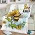 Cute cartoon style bee holding a sunflower blanket