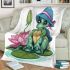 Cute cartoon turtle sitting on a lily pad blanket