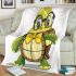 Cute cartoon turtle wearing glasses blanket