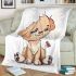 Cute cartoon vector illustration of a puppy sitting blanket