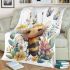 Cute cartoon watercolor baby bee blanket