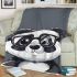 Cute chibi panda wearing glasses blanket