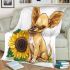 Cute chihuahua puppy with big eyes sitting next to a sunflower blanket