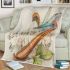 Cute damselfly and music notes with harp blanket