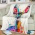 Cute deer colorful watercolor art style blanket