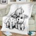 Cute dog and puppy coloring page for kids with crisp lines blanket