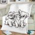 Cute dog and puppy coloring page for kids with crisp lines blanket