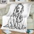 Cute dog with her puppy coloring page for kids blanket