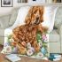 Cute golden retriever dog with easter eggs blanket