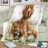 Cute golden retriever dog with easter eggs blanket