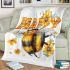 Cute happy bee with flowers on its wings blanket