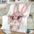 Cute kawaii bunny with pink glasses blanket