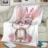 Cute kawaii bunny with pink glasses blanket