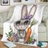 Cute kawaii gray bunny with big eyes blanket