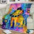 Cute lion cub in the style of abstract art on watercolor paper blanket