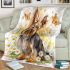 Cute little yorkshire terrier with long hair and bows in her ears blanket