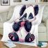 Cute panda bear making a heart with blanket