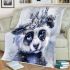 Cute panda blue eyes white fur with black patterns blanket