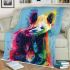 Cute panda in the style of rainbow paint splash blanket