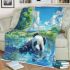 Cute panda is playing in the water blanket