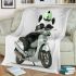 Cute panda wearing black sunglasses motorcycle blanket